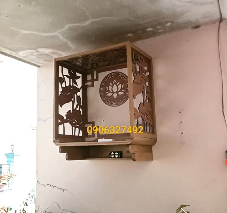 Bàn thờ có vách ngăn 41x61 thờ quan âm trên sân thượng
