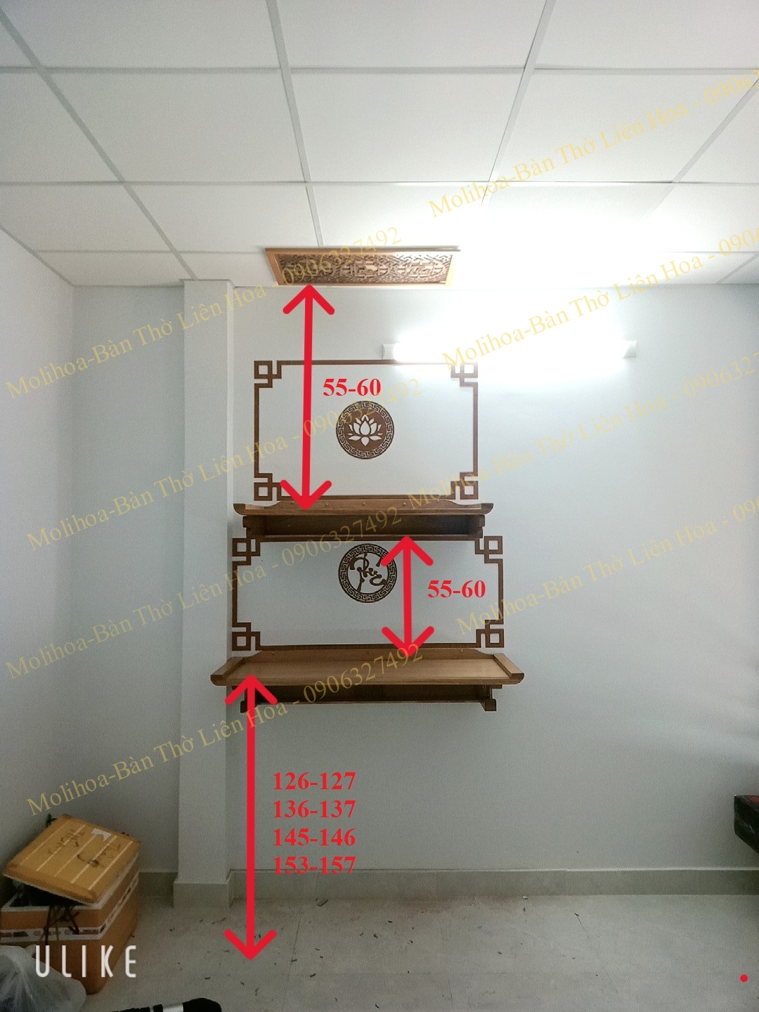 Bàn thờ phật và gia tiên treo tường