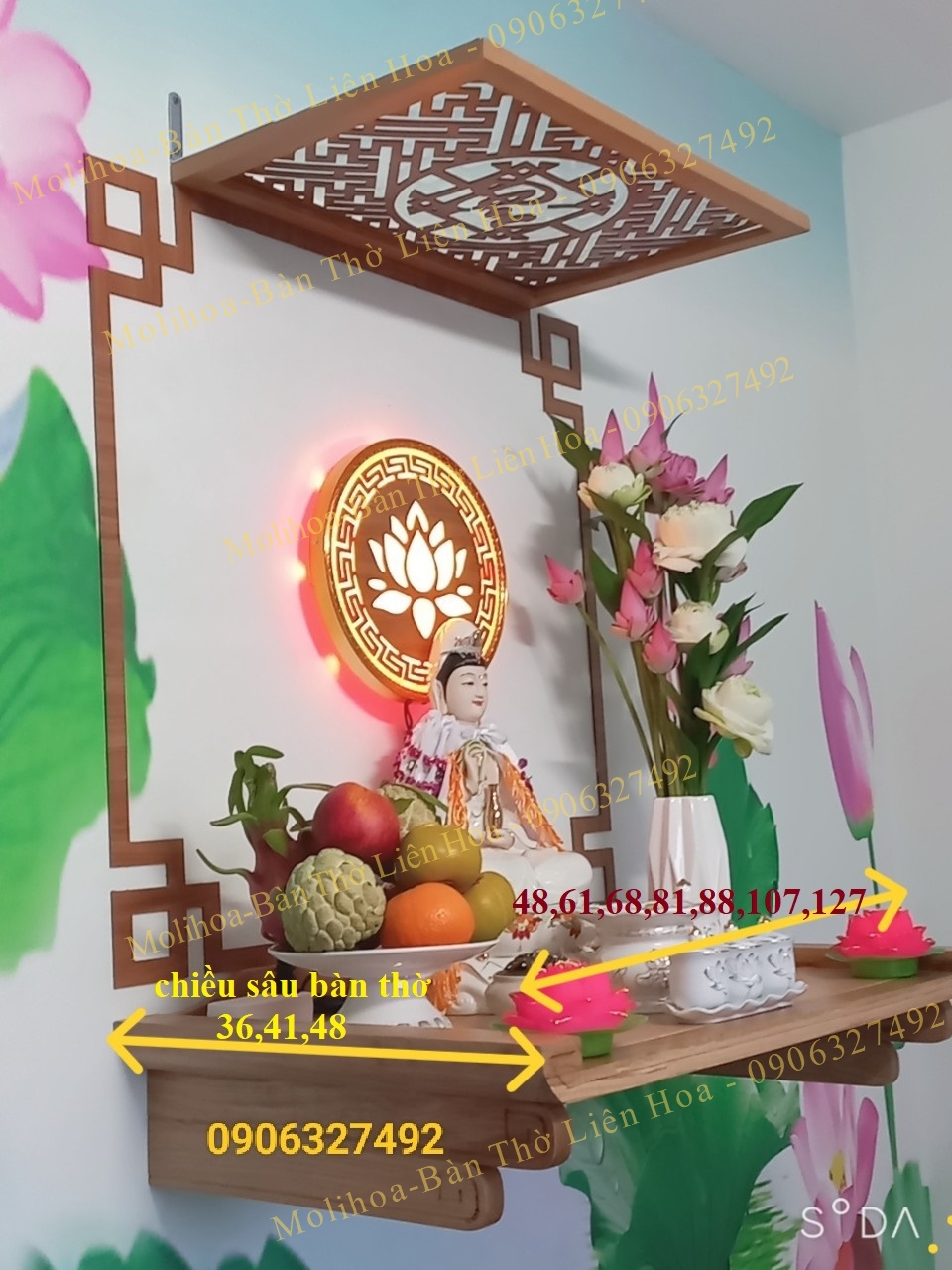 Bàn thờ 1m07 treo tường