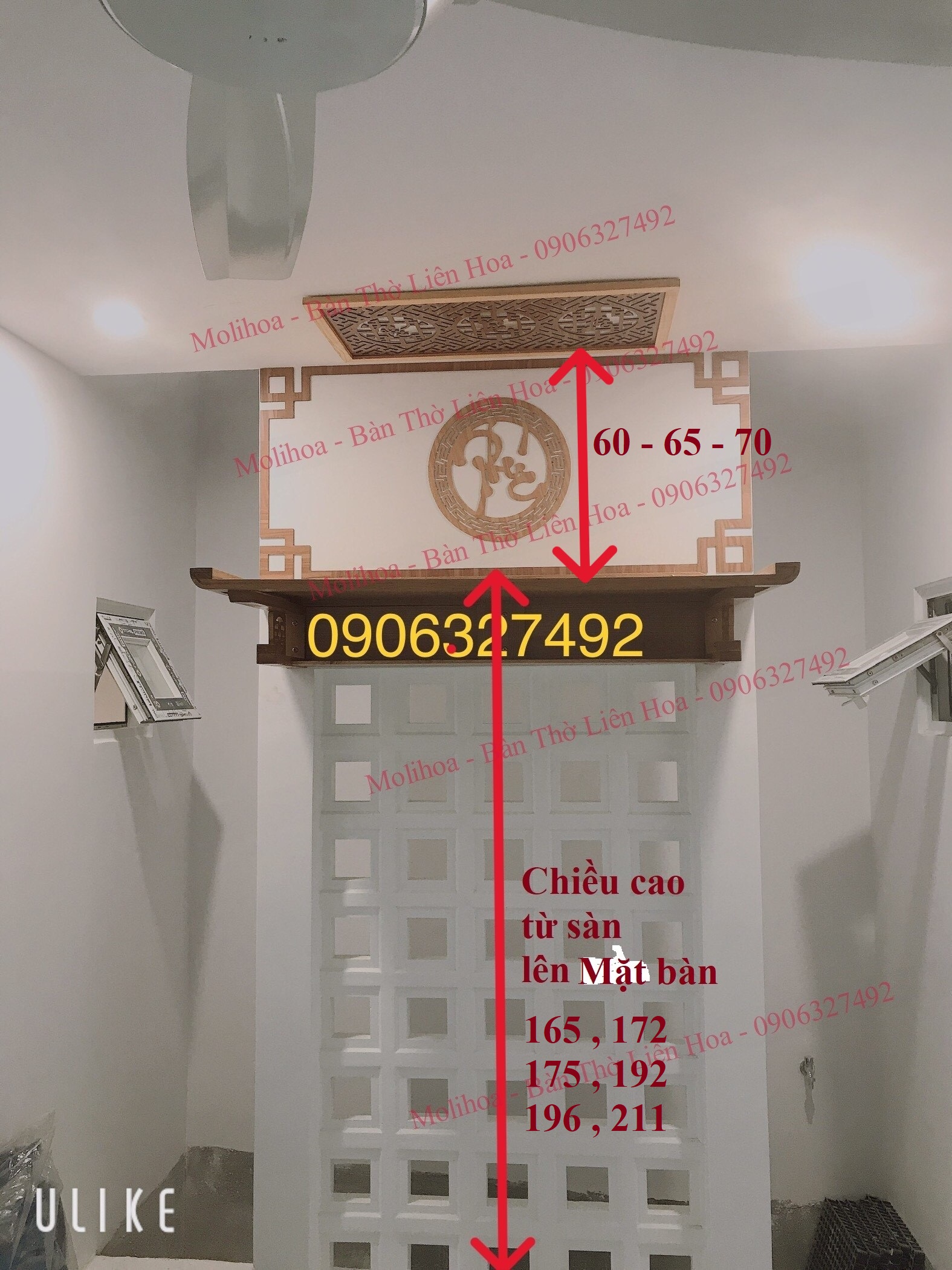 Bàn thờ 1m07 treo tường