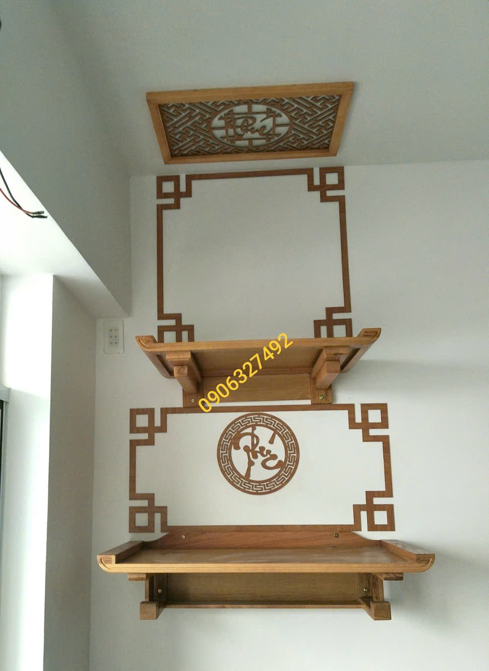 Mẫu bàn thờ treo tường 2 tầng tphcm